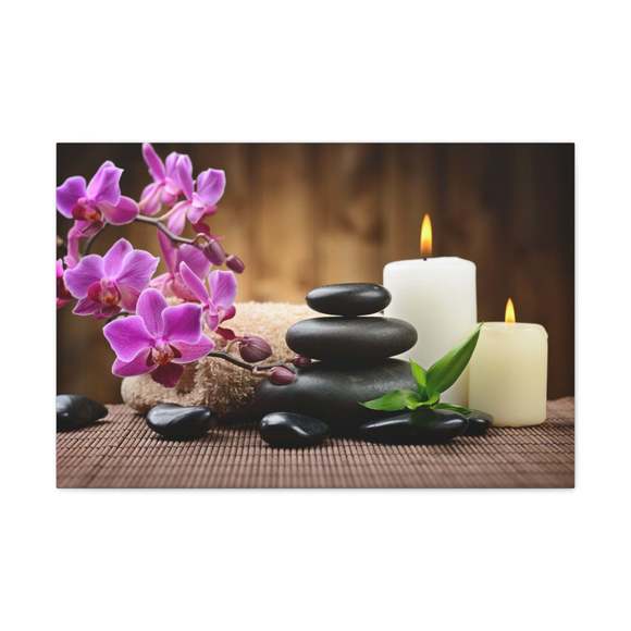Stones and Bamboo Forest Floral Nature Photography Canvas Wall Art for Home Deco